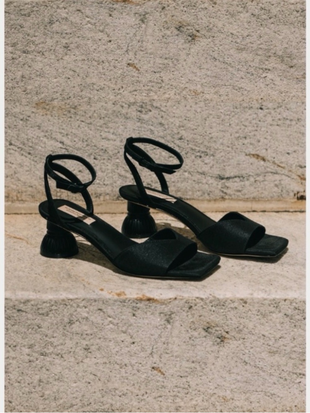 NIB NWT Liz Damrich x Antonio Melani Dillards Black Column Heeled Sandal - sz 7